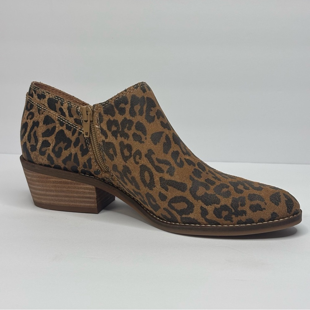 Lucky Brand Women's Leopard Print Fanky Ankle Boots side zip 9 M - Picture 3 of 14